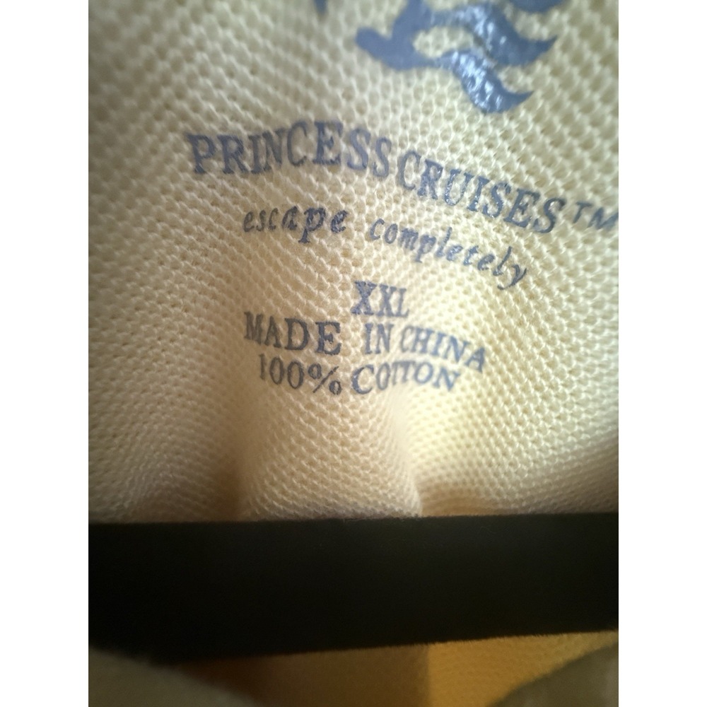 Princess Cruises Polo Shirt Men's XXL Yellow Embroidered Pocket Logo 100% Cotton - Picture 3 of 5